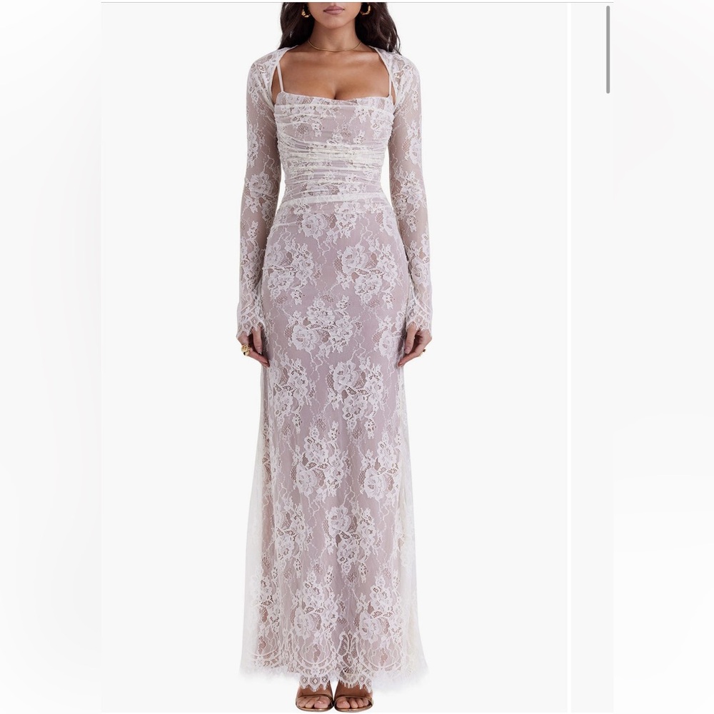 House of CB Artemis Long Sleeve Maxi Dress - Vintage Cream